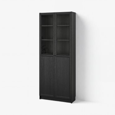 BILLY/OXBERG, bookcase with panel/glass doors, 80x30x202 cm, 894.833.25
