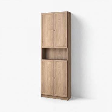 BILLY/OXBERG, bookcase with doors/height extension unit, 80x30x237 cm, 894.833.73