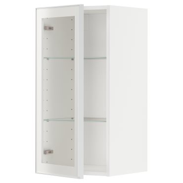 METOD, wall cabinet with shelves/glass door, 40x80 cm, 894.905.47