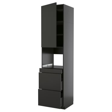 METOD/KNIVSHULT, high cabinet for microwave combi with door/3 drawers, 60x60x240 cm, 895.881.48