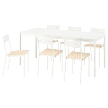 VIHALS/BUSLÄTT, table and 6 chairs, 120/180x74 cm, 895.905.04