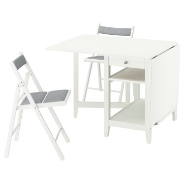 NÄSINGE/FRÖSVI, gateleg table and 2 folding chairs, 48/104/159x85 cm, 895.969.97