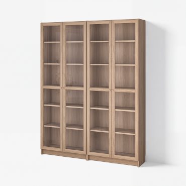 BILLY/OXBERG, bookcase combination with glass doors, 160x202 cm, 994.835.32