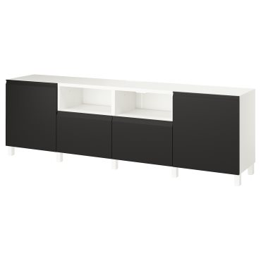 BESTÅ, TV bench with drawers and door, 240x42x74 cm, 995.689.46