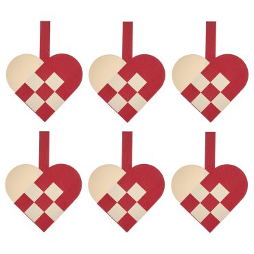 VINTERFINT, hanging decoration/heart-shaped, 6 pack, 305.609.00