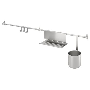 KUNGSFORS, rails with hooks, tablet stand/container, 393.082.54