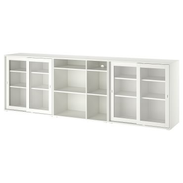 VIHALS, storage combination with glass doors, 285x37x90 cm, 595.212.15