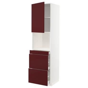 METOD, high cabinet for microwave combi with door/3 drawers, 60x60x220 cm, 694.563.42