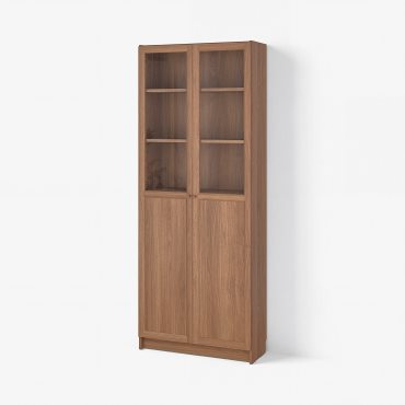 BILLY/OXBERG, bookcase with panel/glass doors, 80x30x202 cm, 694.833.26