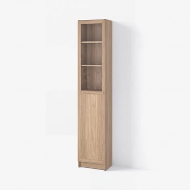 BILLY/OXBERG, bookcase with panel/glass door, 40x30x202 cm, 794.833.40