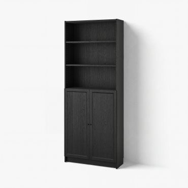 BILLY/OXBERG, bookcase with doors, 80x30x202 cm, 794.833.64