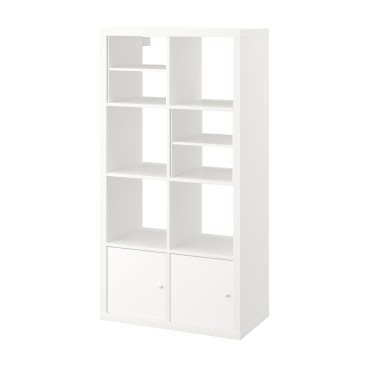 KALLAX, shelving unit with 2 doors/2 shelf inserts, 147x77 cm, 795.529.08