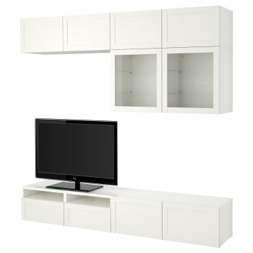 BESTÅ, σύνθεση αποθήκευσης TV/ γυάλινες πόρτες/συρτάρια ανοίγματος με πίεση, 240x42x231 cm, 894.123.52