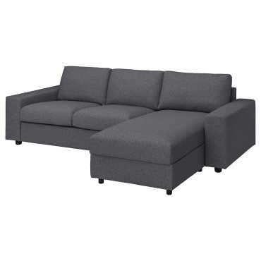 VIMLE, 3-seat sofa with chaise longue with wide armrests, 994.012.92