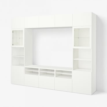 BESTÅ, TV storage combination/glass doors/drawers push open, 300x42x231 cm, 594.110.09