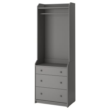 HAUGA, open wardrobe with 3 drawers, 70x199 cm, 804.249.67