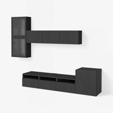BESTÅ, TV storage combination/glass doors/drawers push open, 300x42x211 cm, 994.067.08