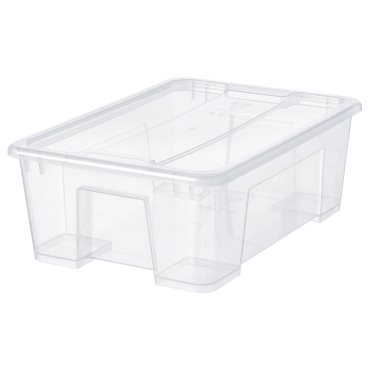 SAMLA, box with lid, 39x28x14 cm/11 l, 694.408.36