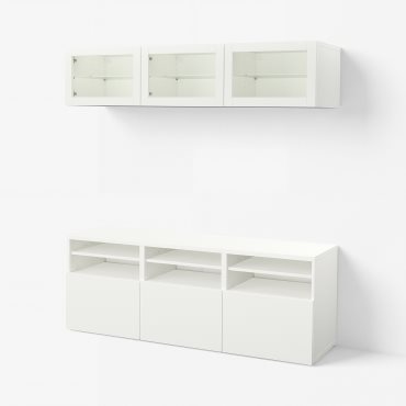 BESTÅ, TV storage combination/glass doors/drawers soft closing, 180x42x192 cm, 794.071.91