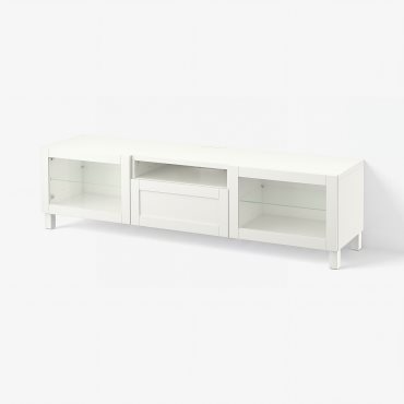 BESTÅ, TV bench with doors/drawer soft closing, 180x42x48 cm, 093.291.92