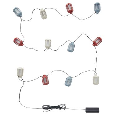 SOMMARLÅNKE, lighting chain with built-in LED light source/12 bulbs/outdoor/battery-operated/lantern, 005.440.06