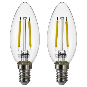 SOLHETTA, λαμπτήρας LED E14 250 lumen, 2 τεμ. 2700 K, 005.914.27
