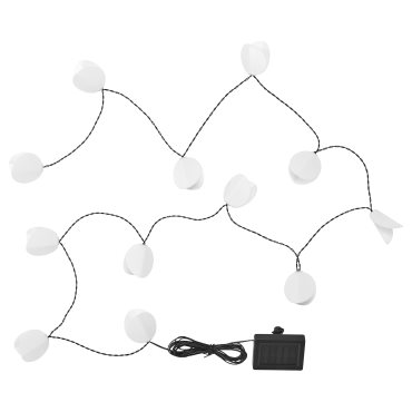 SOLVINDEN, chain with built in LED light source/12 lights/solar powered/leaf, 005.939.35