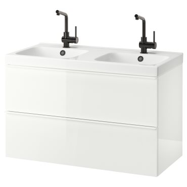 GODMORGON/ODENSVIK, wash-stand with 2 drawers/high-gloss, 103x49x64 cm, 094.244.34
