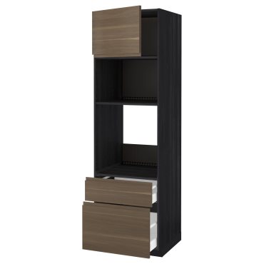 METOD/MAXIMERA, high cabinet for oven/microwave with door/2 drawers, 60x60x200 cm, 094.578.96