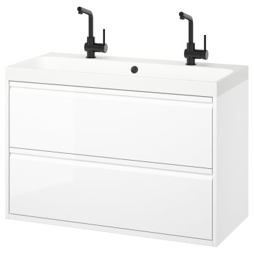 ANGSJON/BACKSJON, wash-stand with drawers/wash-basin/taps, 100x48x69 cm, 095.213.12
