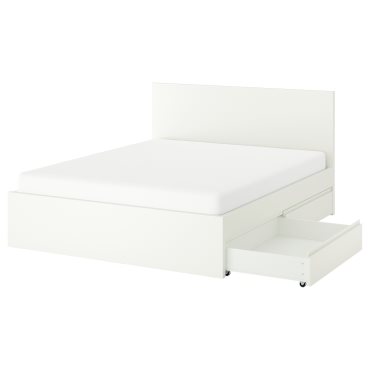 STORKLINTA, bed frame with 4 storage boxes, 160x200 cm, 096.308.20