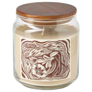 GLANSLIND, scented candle in glass with lid 2 wicks/smoky vanilla, 70 hr, 105.524.06