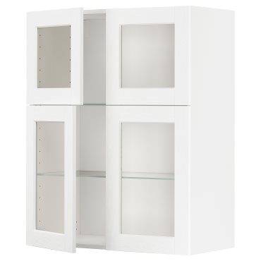 METOD, ντουλάπι τοίχου με ράφια/4 γυάλινες πόρτες, 80x100 cm, 194.734.81