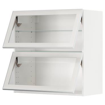 METOD, wall cabinet horizontal/2 glass doors with push-open, 80x80 cm, 194.906.02