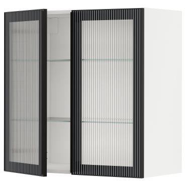 METOD, wall cabinet with shelves/2 glass doors, 80x80 cm, 194.906.59