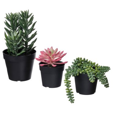 FEJKA, artificial potted plant/in/outdoor Succulent, set of 3, 205.380.14