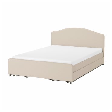 HAUGA, upholstered bed/4 storage boxes, 160X200 cm, 393.366.19