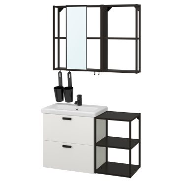 ENHET/TVALLEN, bathroom furniture set of 15, 102x43x65 cm, 394.193.70