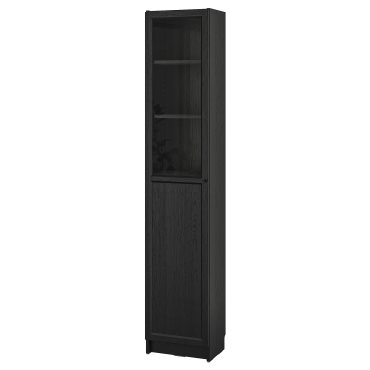 BILLY/OXBERG, bookcase with panel/glass door, 40x30x202 cm, 394.833.37