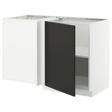 METOD, corner base cabinet with shelf, 128x68 cm, 395.850.34