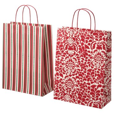 VINTERFINT, gift bag/mixed patterns/2 pack, 26x35 cm, 405.287.78