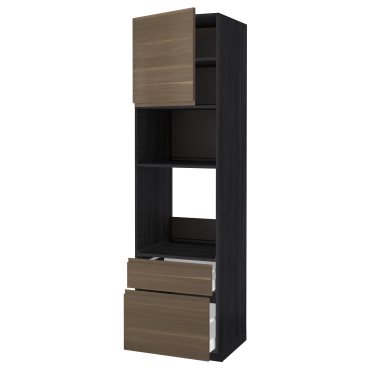 METOD/MAXIMERA, high cabinet for oven/microwave with door/2 drawers, 60x60x220 cm, 494.544.24