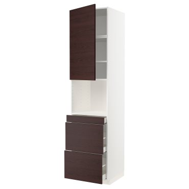 METOD/MAXIMERA, high cabinet for microwave combi with door/3 drawers, 60x60x240 cm, 494.706.88