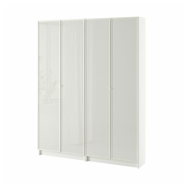 BILLY/HOGBO, bookcase combination with glass doors, 160x202 cm, 494.836.62