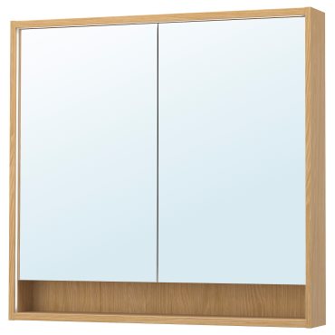 FAXALVEN, ντουλάπι με καθρέφτη με ενσωματωμένο φωτισμό, 100x15x95 cm, 495.167.14