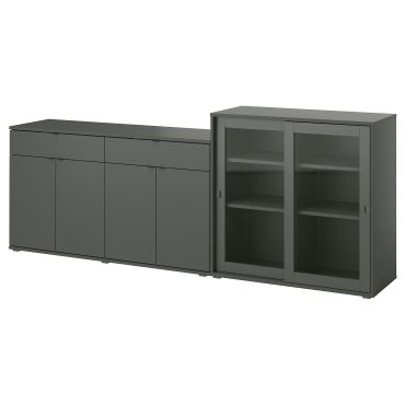 VIHALS, storage combination with glass doors, 235x37x90 cm, 495.212.06