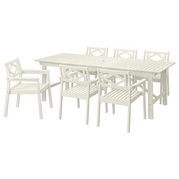 BONDHOLMEN, table/6 chairs with armrests, outdoor, 495.511.80
