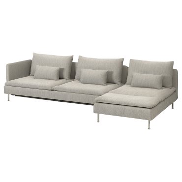 SÖDERHAMN, 4-seat sofa-bed with chaise longue and open end, 496.164.26