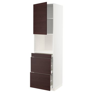 METOD/MAXIMERA, high cabinet for microwave combi with door/3 drawers, 60x60x220 cm, 594.676.85