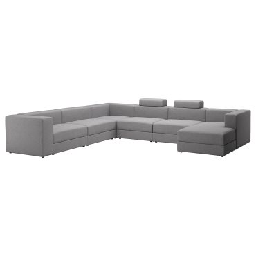 JÄTTEBO, U-shaped sofa 7-seat with chaise longue/right with headrests, 595.106.17
